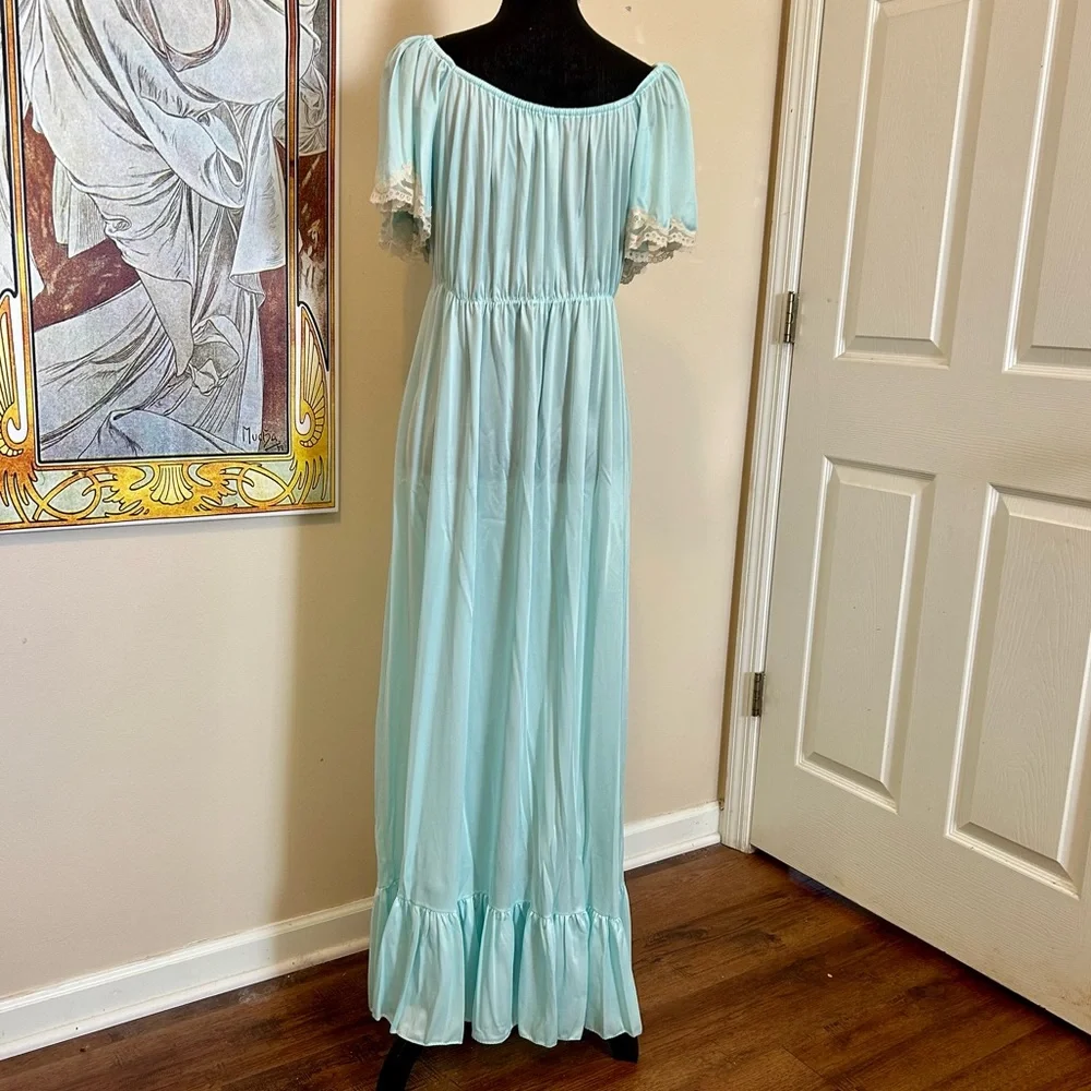 Off the Shoulder Prairie Dress Night Gown Vintage - Picture 2 of 11
